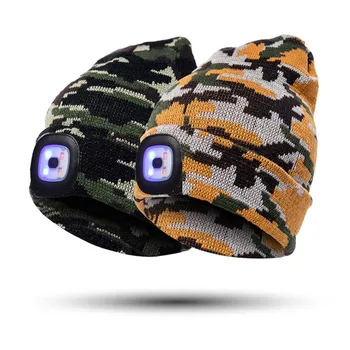 

New Beanie Hat LED Light Battery Operated Lighting Knitted Cap Headwear Outdoor Fishing Cycling Climbing Apparel Accessories