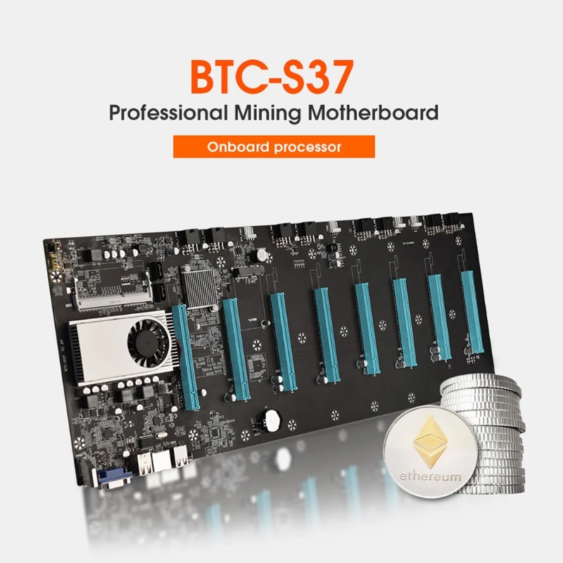 

Mining motherboard BTC S37 onboard 1037U CPU HM77 chipset VGA HDMI 8-GPU Bitcoin Encrypted currency BTC Motherboard spacing 65mm