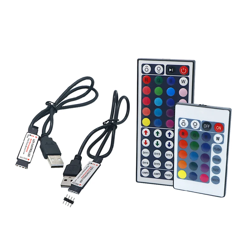 

SZYOUMY 24 44 Key USB RGB LED Controller 5V IR Remote RGB LED Dimmer USB Interface 4 Pin Apply to 2835 5050 3528 RGB Strip Light