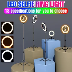 Luz conduzida do anel de usb da selfie com o suporte do telefone do tripé fotografia ringlamp 5v círculo luzes de preenchimento led ringlight para tiktok ao vivo