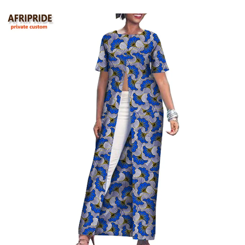 2019 весеннее длинное пальто для женщин AFRIPRIDE с коротким рукавом до щиколотки спереди Открытое длинное хлопковое пальто для женщин