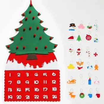

DIY Christmas Tree Felt Advent Calendar Countdown to New Year Homemade Advent Calendar Christmas Party Decoration 52x95cm