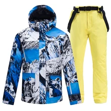 Мужской утолщенный теплый лыжный костюм, мужской зимний спортивный ветрозащитный водонепроницаемый лыжный сноуборд куртка брюки лыжный комплект размера плюс 3XL