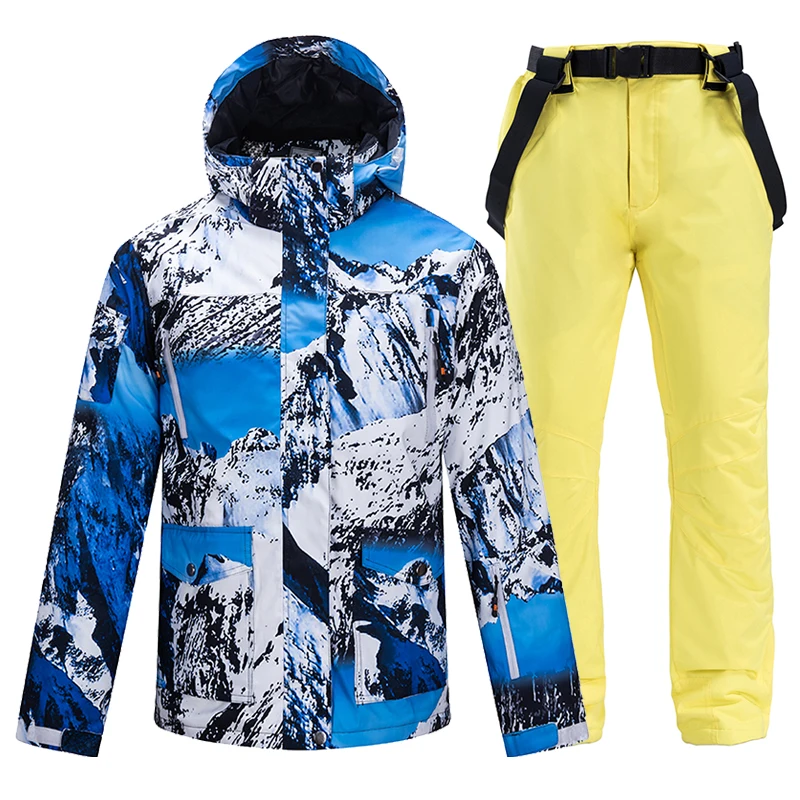 

New Men Thicken Warm Ski Suit Male Winter Outdoor Sport Windproof Waterproof Skiing Snowboard Jacket Pants Ski Set Plus Size 3XL