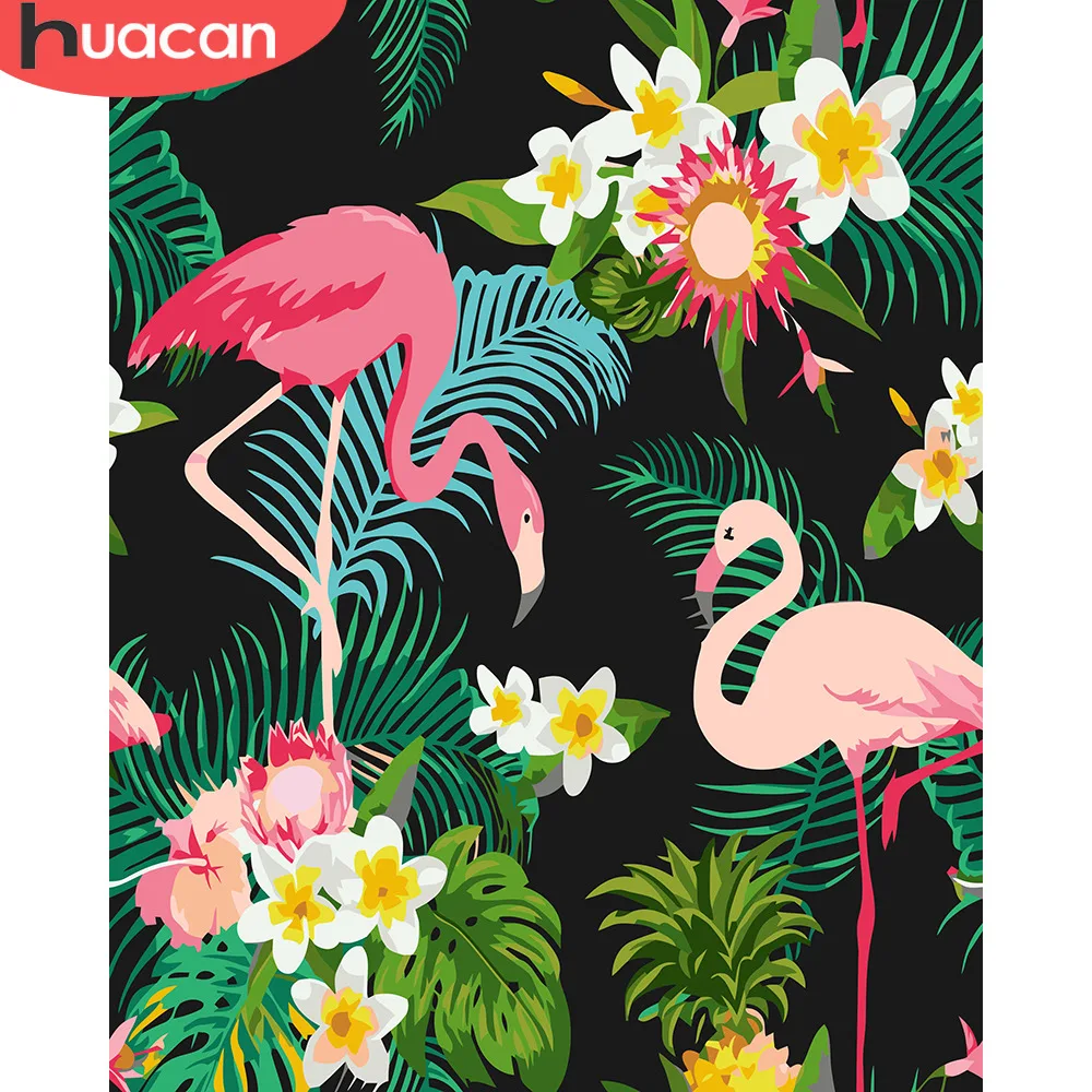 

HUACAN Oil Painting By Numbers Flamingo Animals Drawing Canvas DIY Pictures By Numbers Wall Art Hand Painted Home Decor
