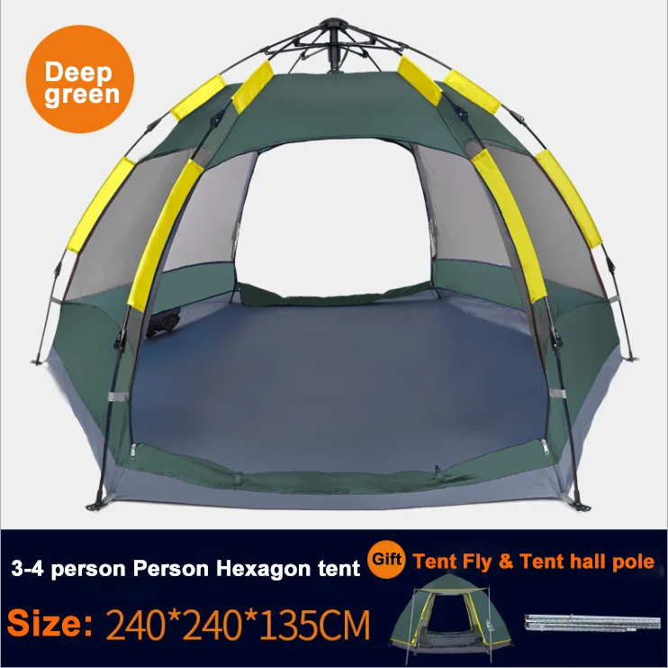 Jasper 3 to 4 person Автоматическая палатка 3-8 человек палатка для кемпинга, легкая мгновенная Настройка портативный рюкзак для защиты от солнца, путешествия, Пешие прогулки шестиугольная палатка - Color: Jasper 3 to 4 person