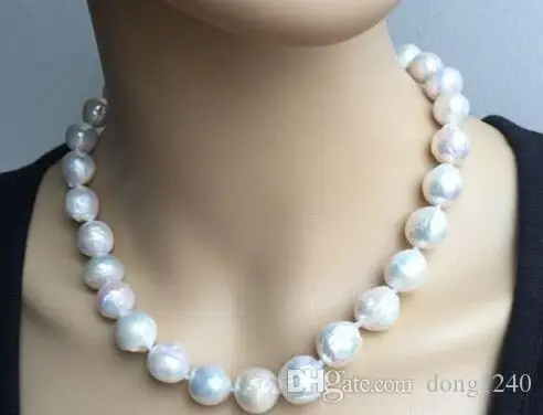 

Classic 12-13MM 18 Inch South Sea Natural Baroque White Pearl Necklace