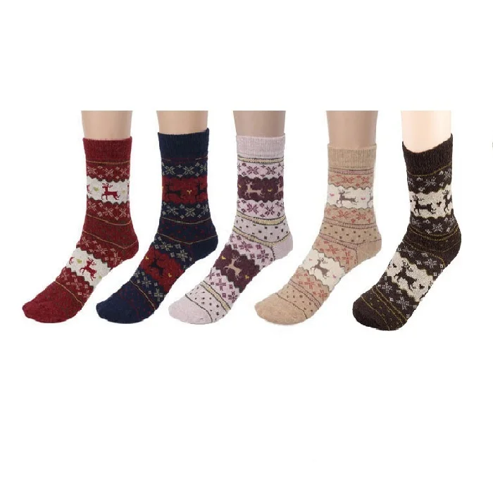 5 пар, женские носки, рождественский подарок, модные зимние милые шерстяные носки, женские сумасшедшие носки, женские теплые носки с животными
