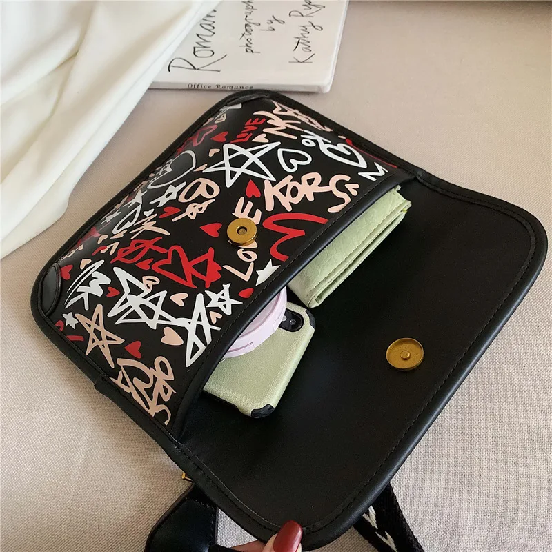 

CHIC New Style Shoulder Bag Women's 2019 Korean-style Lettered Shoulder Square Sling Bag Wide-Strap Chest Pack Bags