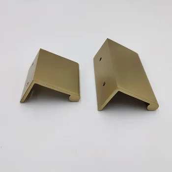 

2pcs/lot Brass Cabinet Handle And Knobs Hidden L Door Handles Drawer Pulls Gold Furniture Accessory