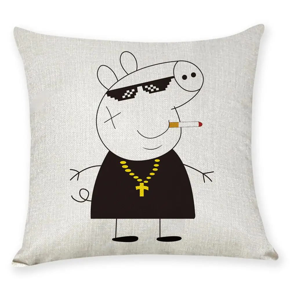 45 см с изображением Свинки Пеппы из конопляной ткани Подушка Чехол детские игрушки диванную подушку hug Подушка Чехол со Свинкой Пеппой; фигурку для детей подарок на день рождения - Цвет: 2