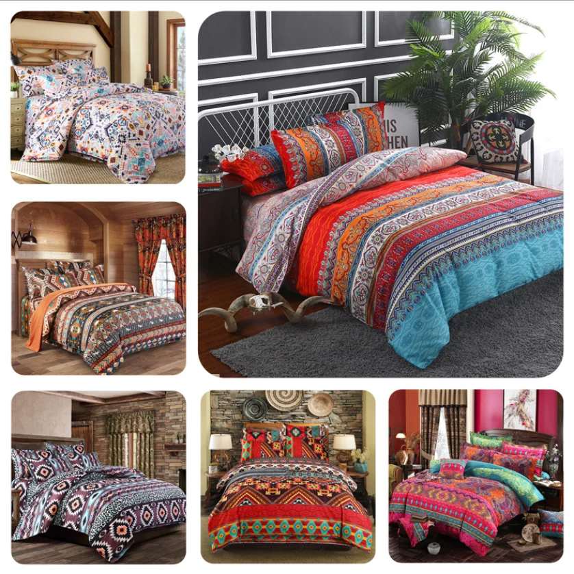 Yi chu xin 3d Bohemian Bedding set queen size boho Duvet Cover set Pillowcases 2/3pcs bed set