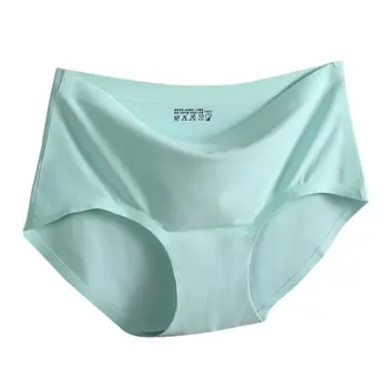

2020 New Women Sexy Underwear Seamless Solid Color Silk Satin Briefs Women's Comfortable Underwear Panties Hot Sales