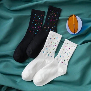 

Colorful Sock Women Dot Woman Socks Casual Ladies Creative Sox Cotton Spring Autumn Girls Trendy Black White Korean Calcetines