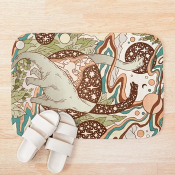 

Jurassic Portal | Retro Rainbow Palette | Dinosaur Science Fiction Art Bath Mat