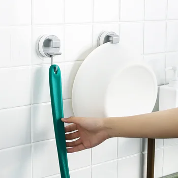 

Multifunctional Toilet Basin Hook Kitchen Bathroom Seamless Suction Cup Plastic Hook Strong Paste Double Hook Nail-free
