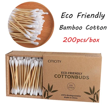 

1 Box Ear Cleaning Stickers Bamboo Cotton Buds Double Head Cotton Swab Disposable Wood Cotton Swabs