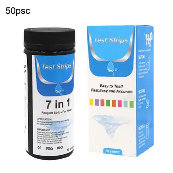 

50PCS 7-in-1 Pool Drinking Water Test Strip Tap Water Quality Test Strip For Testing Hardness PH Bromine Nitrate