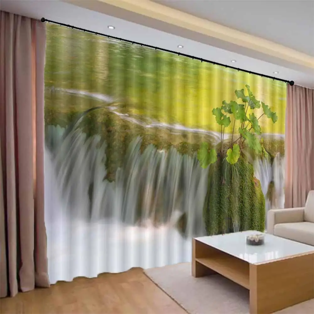 

Living Room Curtains Beautiful Waterfall Scenery Window Curtain Home Decoration Luxury Curtains
