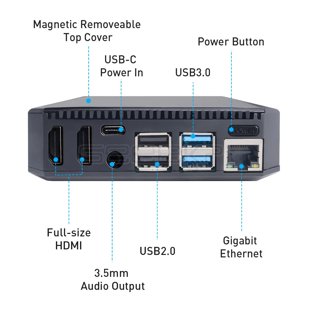 Case de Alumínio para Raspberry Geeekpi Argônio Raspberry pi 4 Modelo b um v2 - Imagem 3