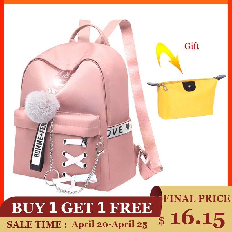 Shoulder Backpack Book-Bag Teenage Retro Female Girls Fashion Waterproof Women Oxford