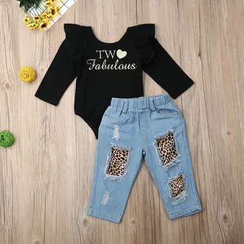 

Toddler Kids Baby Girl 1T-6T Clothes Ruffle Tops Romper Denim Pants Leggings Outfit