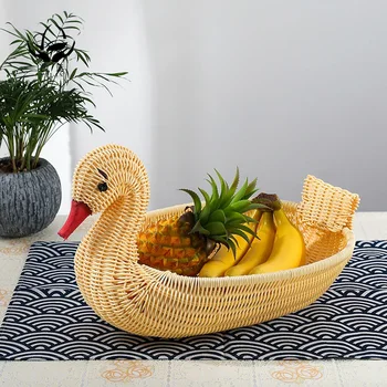 

2 Pcs Imitation Rattan Weaving Receive a Basket Clothes Basket Personality Fruit Basket Chick Goose Duck Deer Baskets Wicker