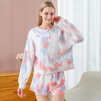 

Casual Women Sleep Set Pajamas 2020 New Cotton Intimate Lingerie Sleepwear Soft Shirt&Shorts Home Clothes Print Nightwear
