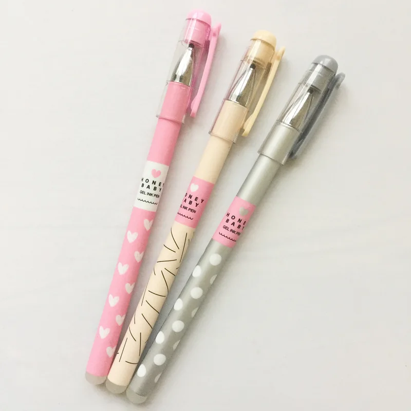 

3 pcs/lot Love And Dot Erasable Black Ink Gel Pen School Office Supply Gift Stationery Papelaria Escolar