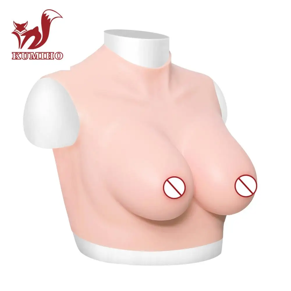 KUMIHO Realistic Silicone breast Flat Collar fake boob for Crossdresser Transgender Drag Queen or Patients with breast incisions