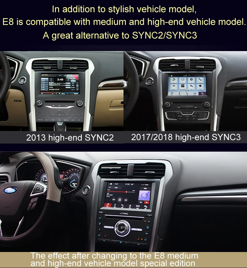 EASY AUTO E8 8" HD Touchscreen Car Navigation FM Bluetooth Maps Sat Nav Truck GPS Navigators CarPlay for Ford Mondeo Fusion Auto