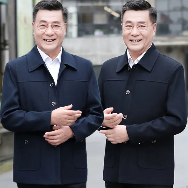 

Мужская осенняя куртка, повседневная куртка с отложным воротником, на молнии, простая одежда для мужчин среднего возраста, одежда для отца, верхняя одежда высокого качества Y851