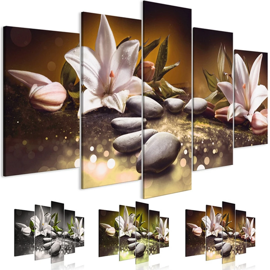 Square-5-pcs-Diamond-Embroidery-Lilies-Flower-Stones-5D-diy-Diamond-Painting-round-3d-picture-Cross_副本