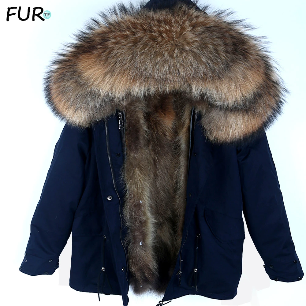 real raccoon fur hooded coat