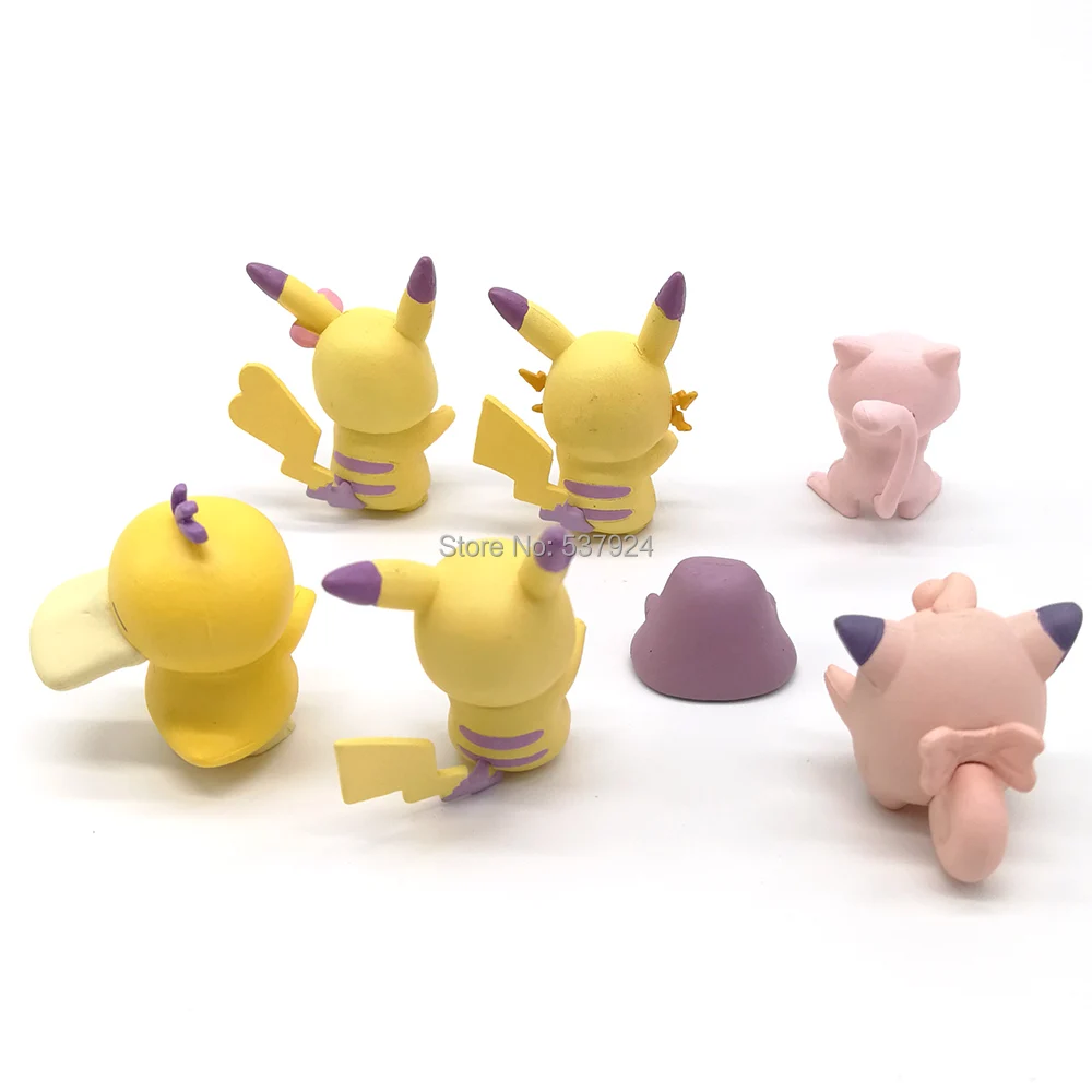 Новинка 7 шт. Pika Mew Psyduck Clefairy Ditto 4 см ПВХ экшн Фигурки игрушки|Игровые фигурки и