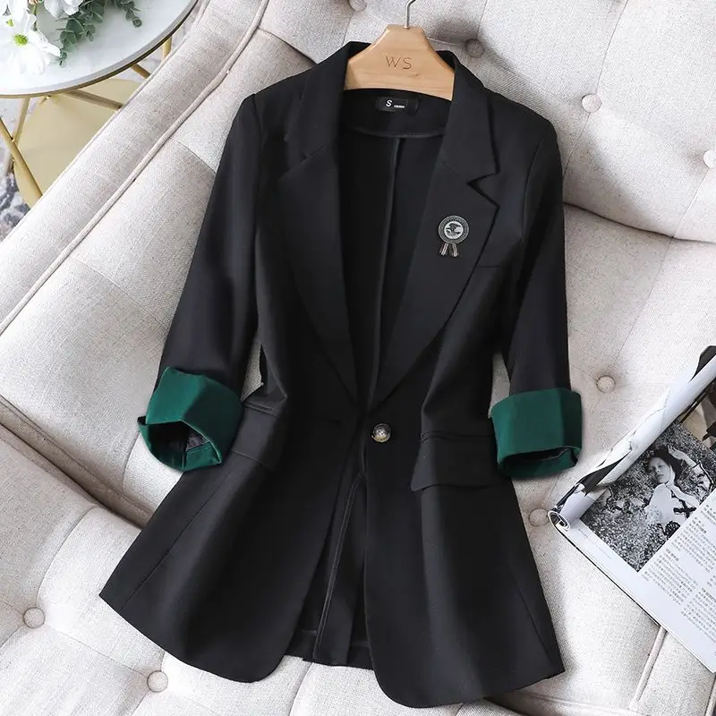 New Fashion Blazer Coat Female Single-button Korean Long Sleeve Solid Casual Elegant Professional Office Ladies | Женская одежда