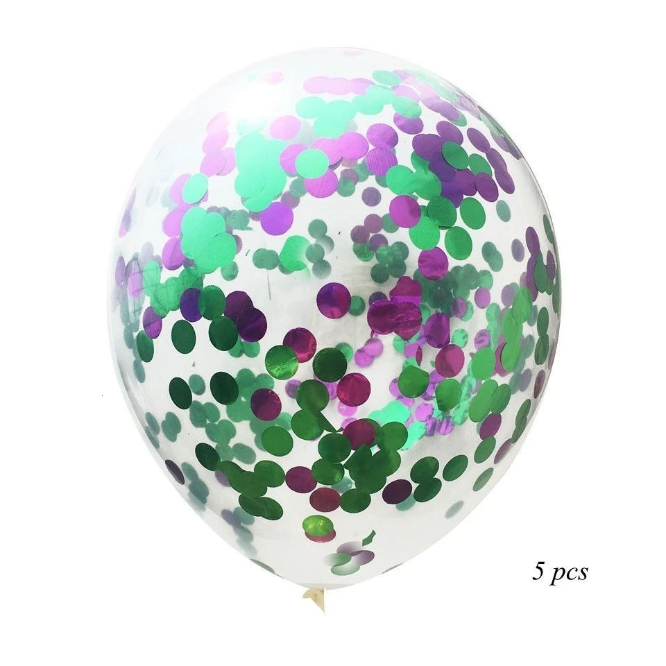 Green Purple 5 шт. 12 дюймов многоцветный воздушный шар "Конфетти" фольгированный шар Свадебная вечеринка украшение утолщение груша шары украшения на день рождения - Цвет: Green Purple