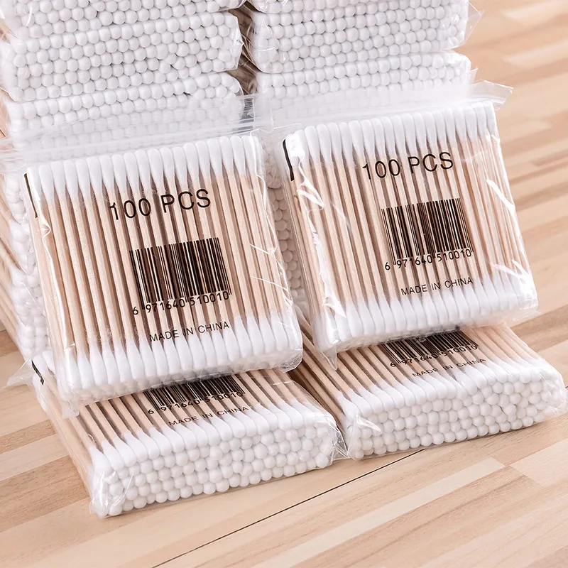 

1000 Household Cotton Swab Double Headed Stick Ears Pointed-Toe Sterile Makeup Stick Cotton Disposable