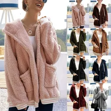 

FOR New Women's Autumn And Winter Hooded Thick Plush Jacket Long Top