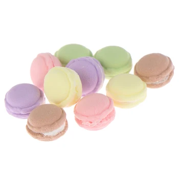 

1/12 Scale 10 pcs Dollhouse Miniature Kitchen Food Dessert Tea Time Snack French Macaroon Toys