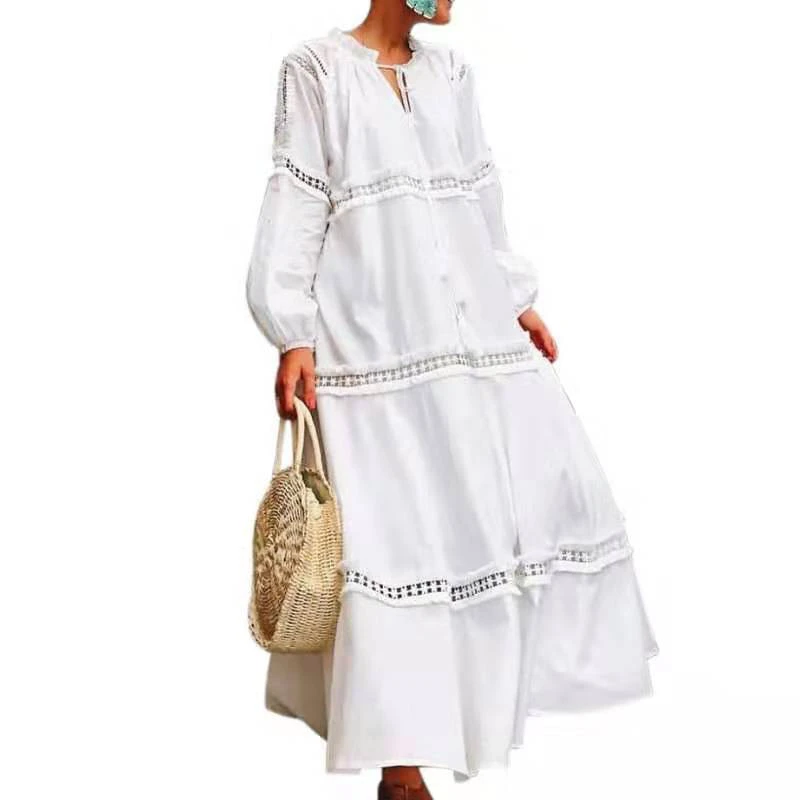 plus size white lace boho dress