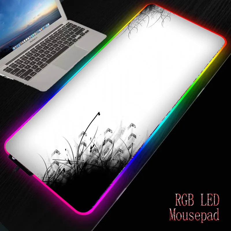 

MRGBEST Black and White Gaming Large RGB Mouse Pad Gamer Computer Mousepad RGB Backlit Mause Pad for Desk Keyboard LED Mice Mat