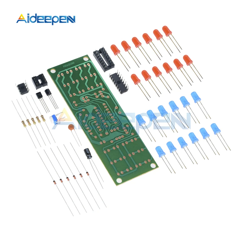 

NE555 + CD4017 Red Blue Double Color Flashing Lights Electronic DIY Kit Electronic Practice Learning Kits Suite For Arduino