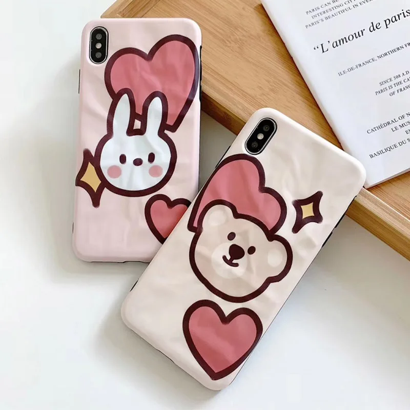 

Lovely Bear Brown Bunny Cony Case For iPhone 6 6s 7 8 plus Case Cute Cartoon Case For iPhone XS Max XR X 3D phone case Capa