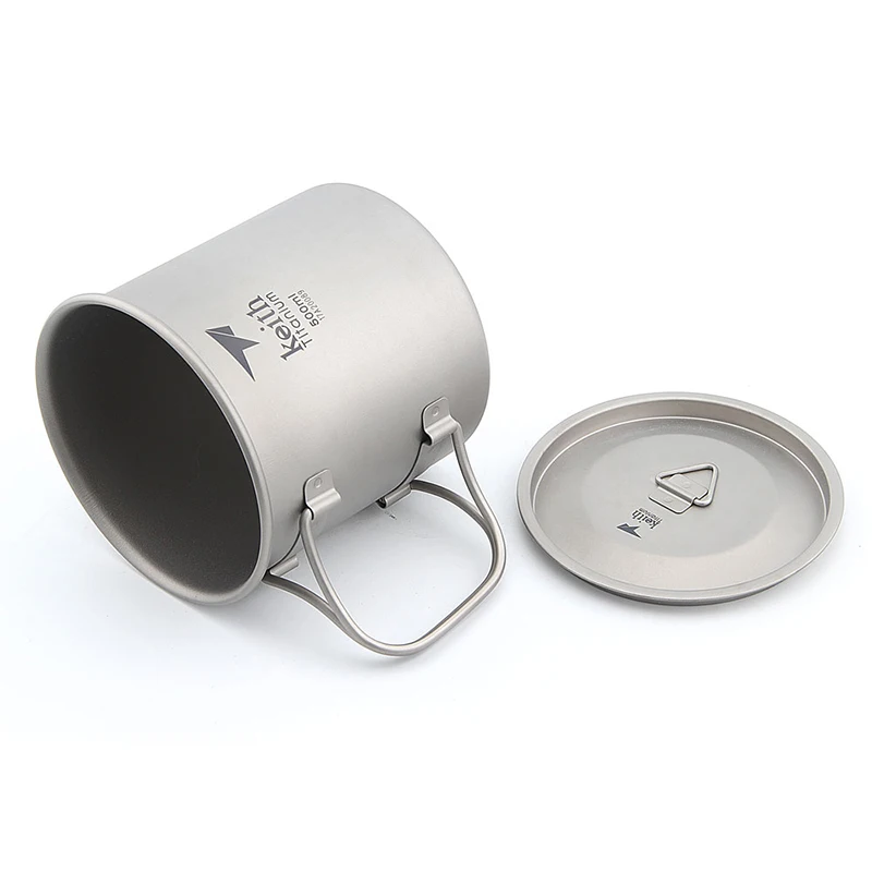 Keith Titanium Cup Titanium Water Mugs Camping Cups Ultralight Travel Mug With Folding Handle Titanium Lid Drinkware 300ml-900ml 4