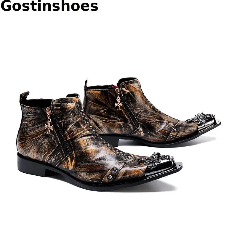 Workwear Martin Boots Genuine Leather Luxury Style Men Ankle Boots Steel Cap Toe Boutique Men Casual Boots Fashionable