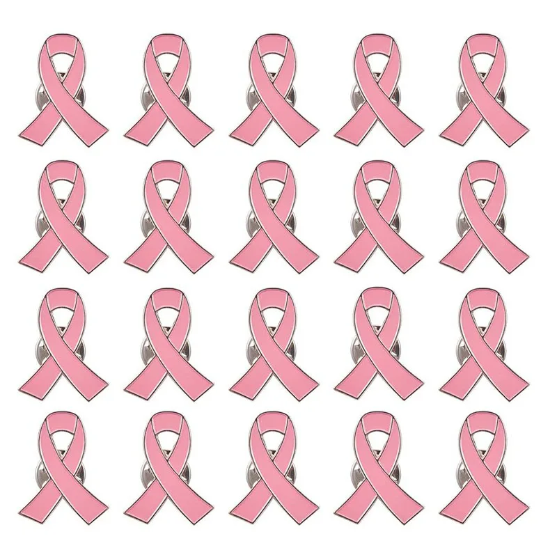 Pink Ribbon Pin, 20 Pcs Official Ribbon Brooches Breast Cancer Awareness Lapel Pins
