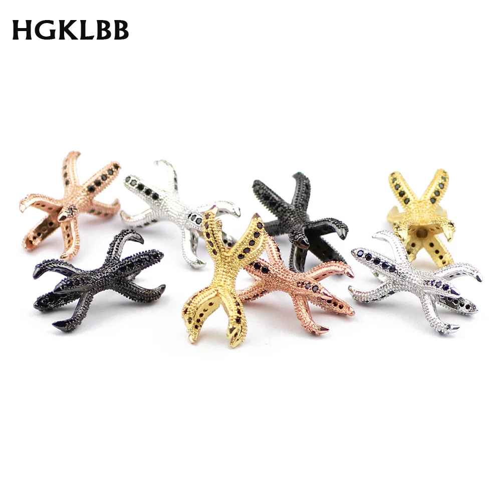 HGKLBB двойная подвеска с когтями медные бусины спейсеры проложить черный циркон