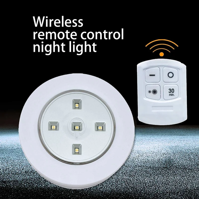 

LED Dimmable Under Cabinet Night Light Battery Operated Puck Lighting Closets Lights with Remote Control for Wardrobe Kitchen