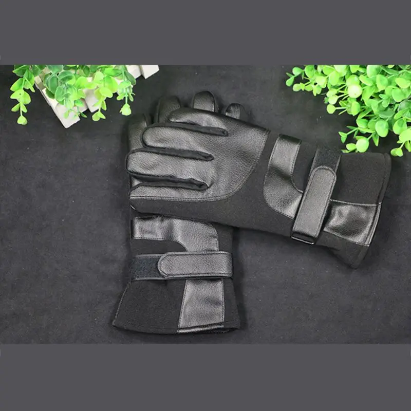 1Pair Men Winter Warm Liner Full Finger Gloves Anti-slip Leather Driving Mittens A69C